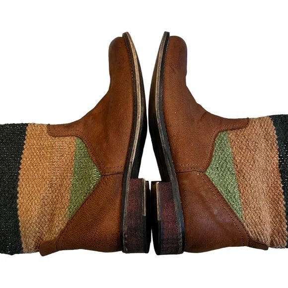 Seychelles Cowboy Leather and Woven Fabric Boots, Sz 10 - Picture 5 of 12